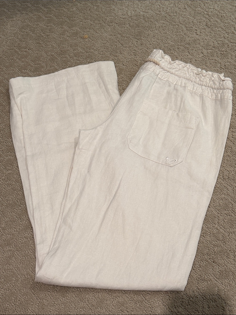 Roxy Off-White Wide-Leg Drawstring Pants - Picture 4 of 4